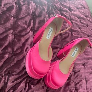 Charlize Pink Satin Platform Heels